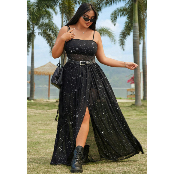 SHEIN EZwear Plus Size Black Sequin Camisole Maxi Dress Women’s 2XL - Picture 3 of 4